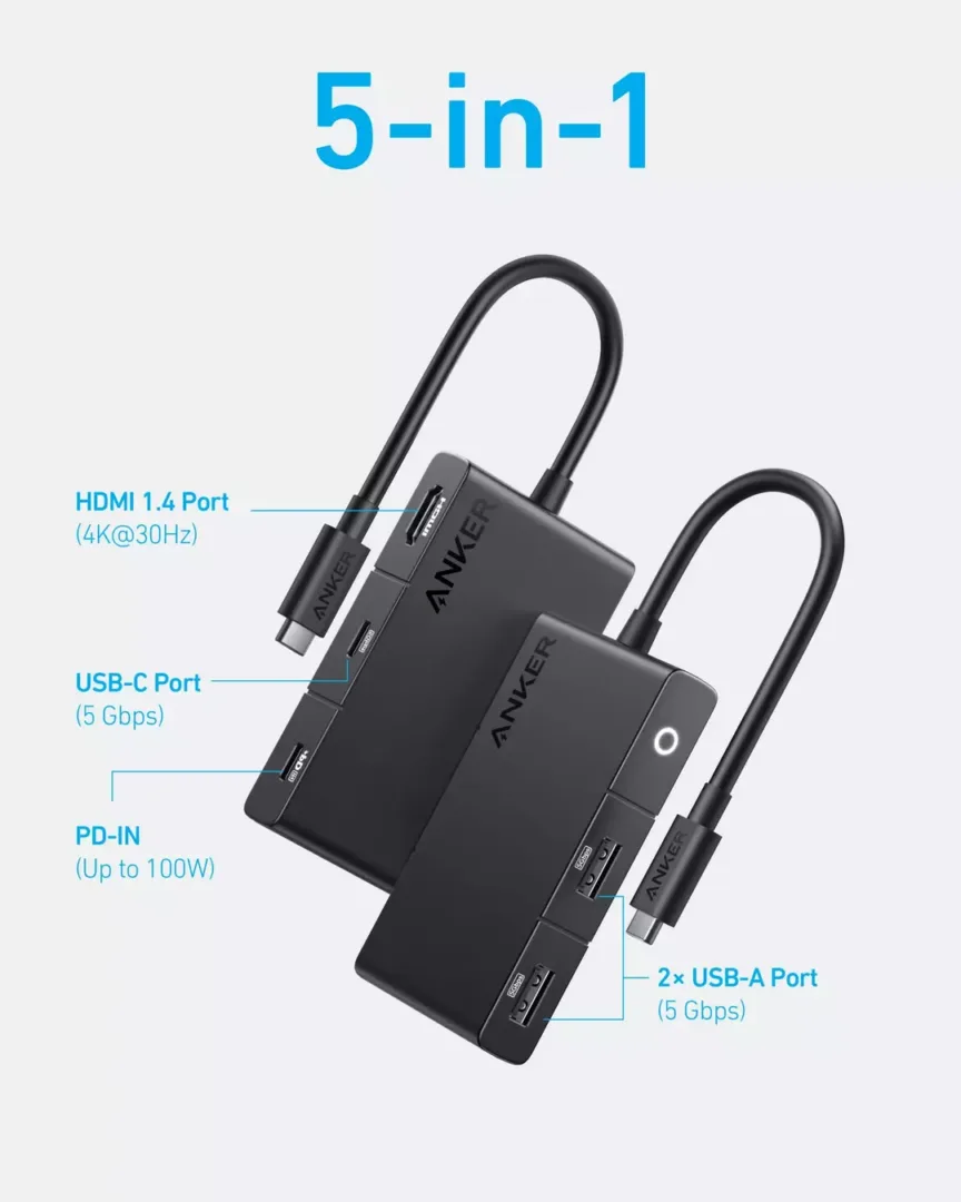 Anker 332 USB-C Hub 5-in-1 with 4K HDMI 1