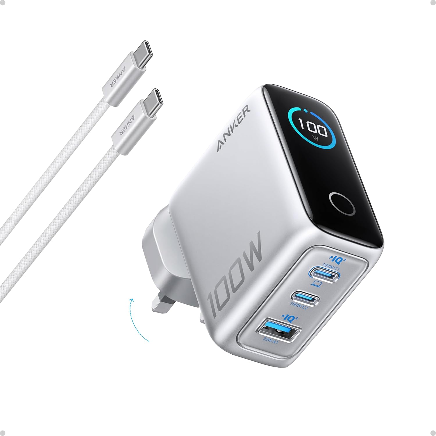 Anker Charger 100W 3 Ports With Smart Display